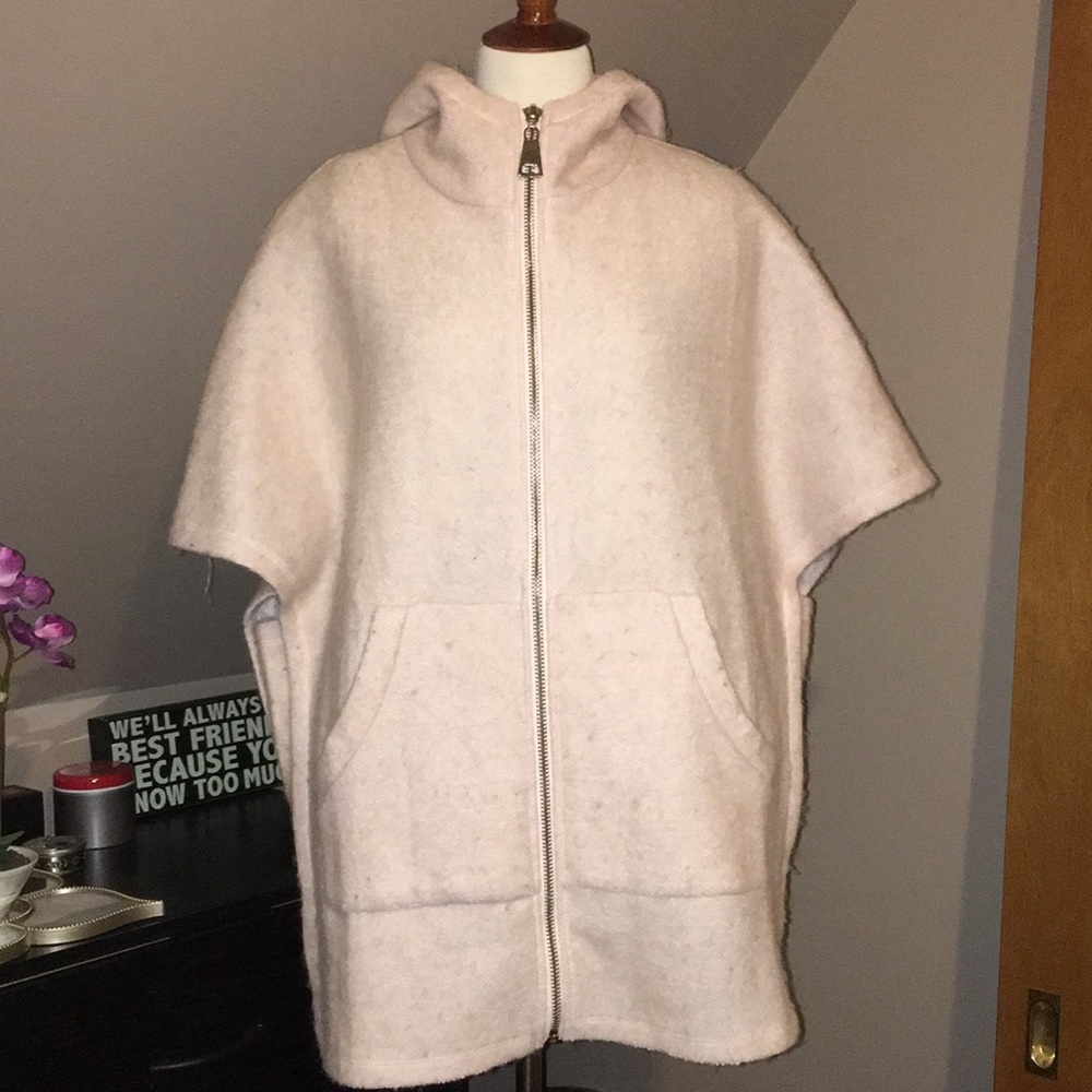 Soft pink wool cape jacket